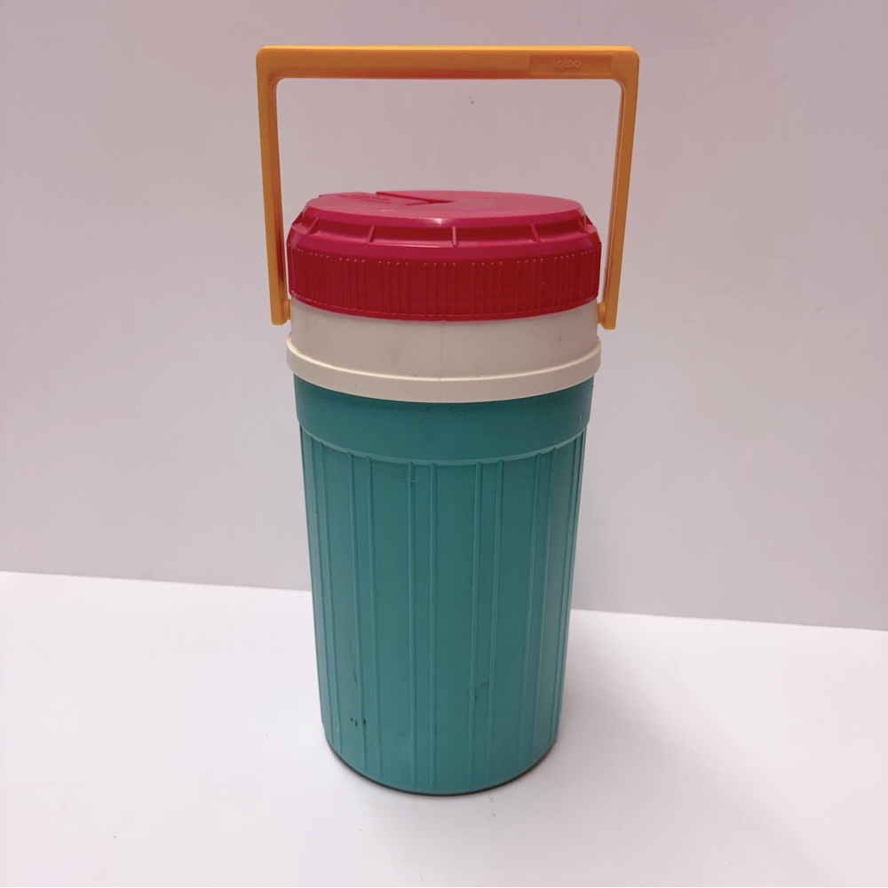 Vintage Igloo Water Drink Cooler 1989 Multi Color Teal Fuchsia Yellow
